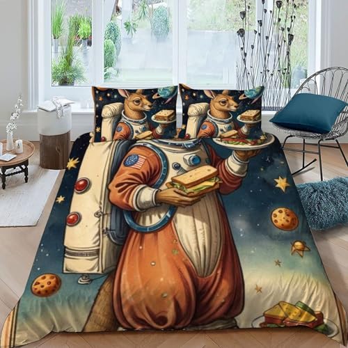 Housse de couette double animaux microfibre 200x200 taies d'oreiller