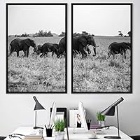 2 Piece Framed Canvas Wall Art Elephants Canvas Prints Home Artwork Decoration for Living Room,Bedroom - 16