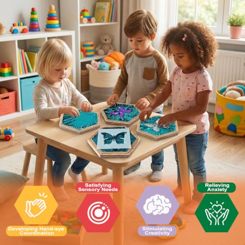 Image of 24-Piece Wooden Sensory Wall Panels for Kids with Replaceable Texture Pads | Modular Tactile Activity Boards with Texture Pads,Wall Toys for Fine Motor Skills & Sensory Exploration,for Daycare & Home
