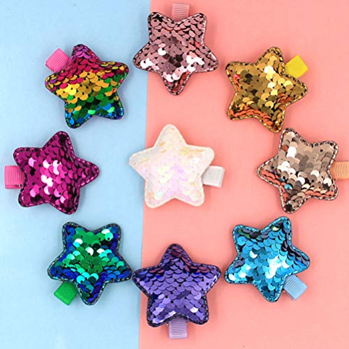 Pixnor 22 peças de presilhas de cabelo de lantejoulas, estrelas e corações jacaré grampos de cabelo