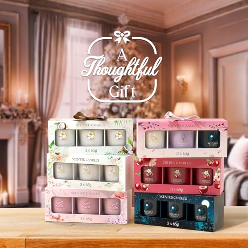 Image of CHILLFLAME Cherry Candle, Scented Candles Gifts for Women, Candles Gift Set for Her, 6 Scented Votive Candles, Birthday Gifts for Women /Men (Red, 14 oz)