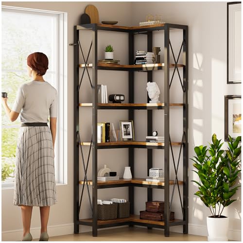 Catálogo para Comprar On-line Estantes esquineros los más recomendados. 41 Simple Wisdom Librero,6 Capas Esquina Librero Madera,170CM Grande Moderno Libreros Organizador,Libreros Minimalista Esquina de 6 Pisos,Adecuado para Sala de Estar,Oficina en Casa....