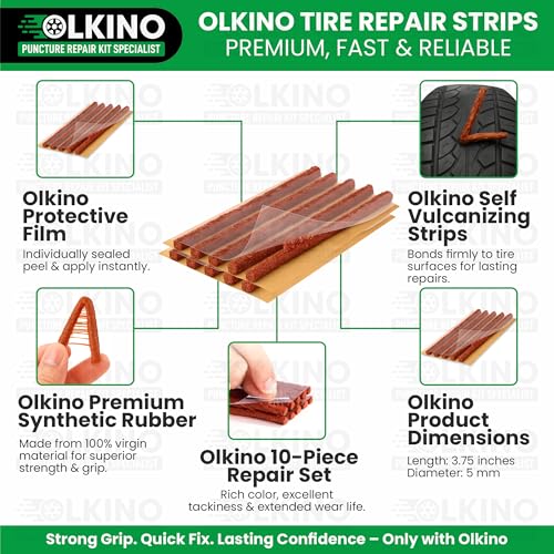 Image of 12-in-1 Tubeless Tyre Puncture Repair Kit for Cars & Bikes | Heavy-Duty T-Handle Tools & 10 High-Grip Repair Strips | with Plier, Solution, Cutter, Gloves (with Storage Bag)