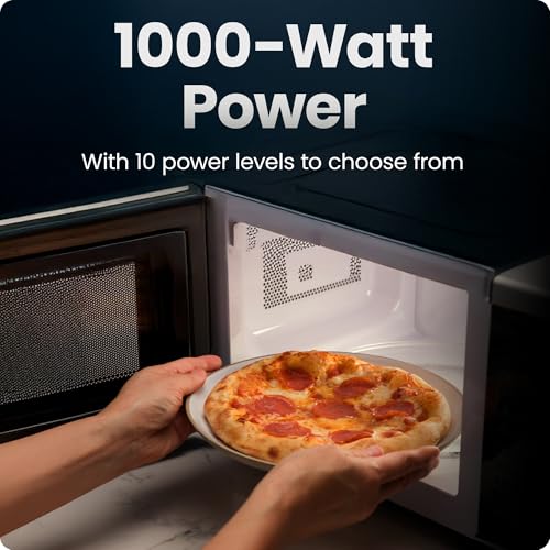 Image of Chefman Countertop Microwave Oven 1.1 Cu. Ft., 1000 Watts with 10 Power Levels, 3 Cooking Presets with One-Touch Express Cook, 2 Defrost Settings, Child Safety Lock, & Mute Button - Stainless Steel