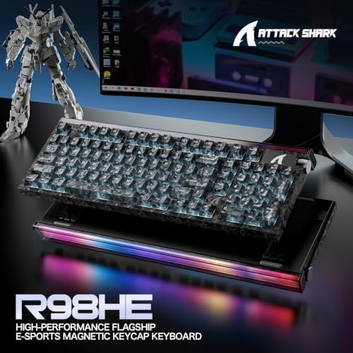 ATTACK SHARK R98 HE 8000Hz Wired Hall Effect Gaming Keyboard,0.005mm Rapid Trigger,98% Layout,Adjustable Actuation,Hot-Swappable Magnetic Switches,Web Driver,RGB Lightbox,Carbon Fiber Keycaps,Ink — view 8