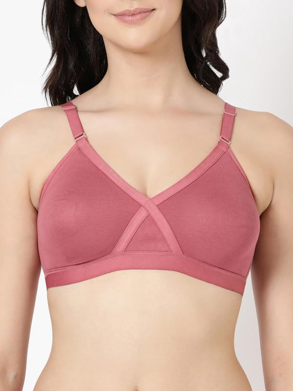 Image of BLOSSOM Crossy Lift Women's Seamless Moulded,Double Layered Full Coverage, Non Wired Non Padded, T-Shirt /Everyday Support Bra with Nipple Concealers