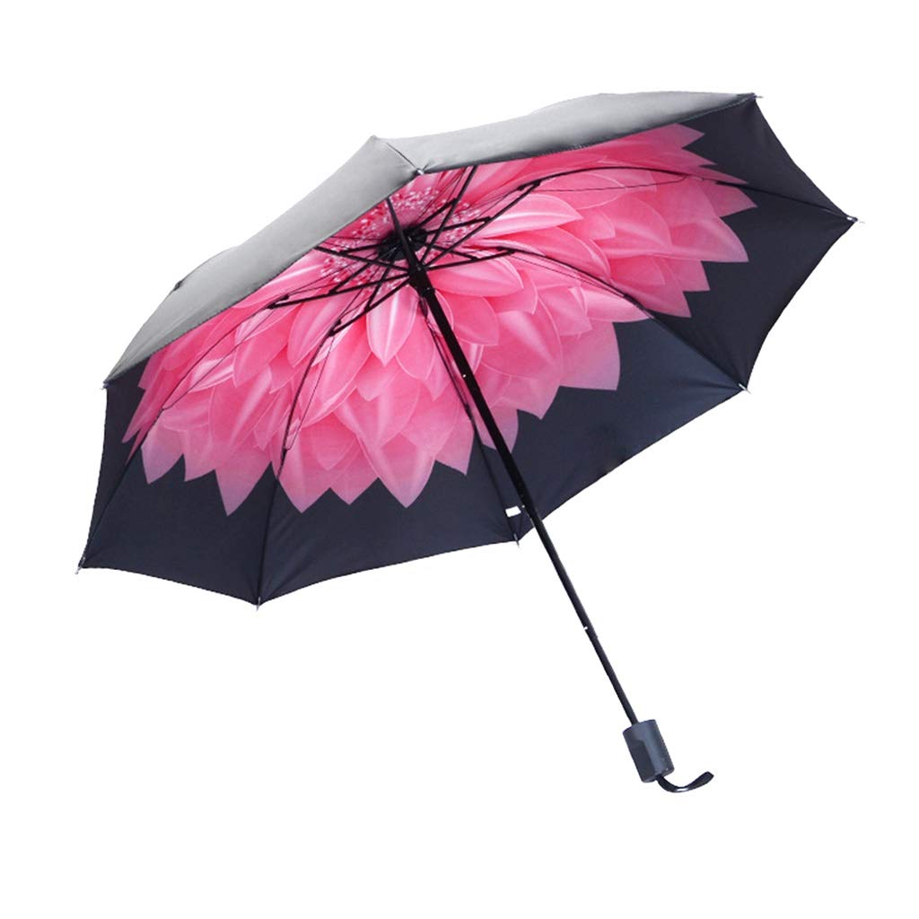 halamodoInnovative Double Layer UV Large Umbrella, Umbrella Windproof And Durable Flower Print Anti-sun 3 Folding Umbrella Outdoor Travel Gift