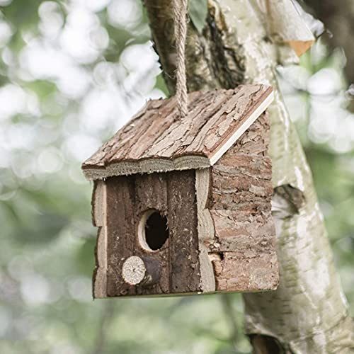 garden mile Natuurlijke vogelbox huizen hotel - traditionele houten vogelhut opknoping wilde vogelhuis vogel nestdozen voor tuin blokhut buiten, boom, balkon en tuin decoraties - Afbeelding 3