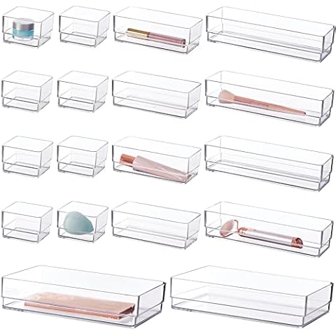 STORi SimpleSort 18-Piece Stackable Clear Drawer Organizer Set | Multi-size Trays | Makeup Vanity Storage Bins and Office Desk Drawer Dividers | Made in USA Cover