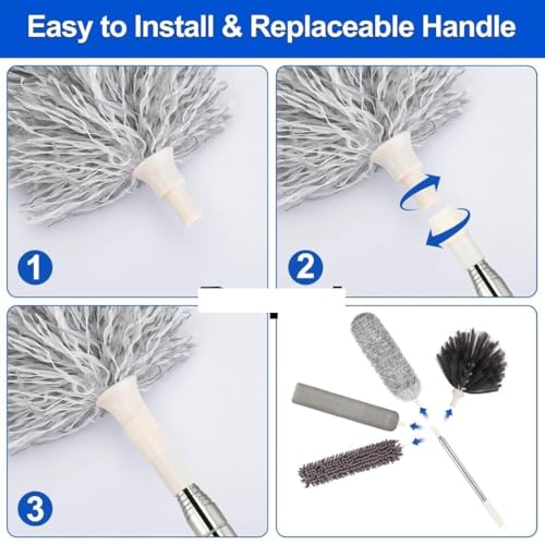 Image of 5-in-1 Fan Cleaning Kit with Extendable Rod | Microfiber Ceiling Fan Cleaner, Dusting Brush Set for Home, Wall, AC & Hard-to-Reach Areas