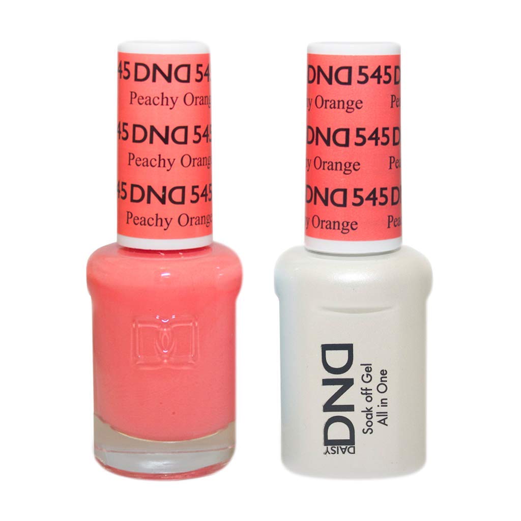 DND Duo 100% Pure Soak Off Gel - All in One - Nail Lacquer and Gel Polish, 0.5Oz / 15ml each - (545 - Peachy Orange)