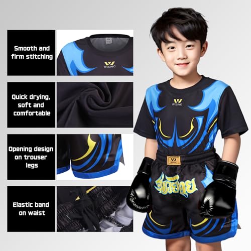 Wesing Kids Sports Rash Guard Suit for MMA No-Gi and Gi Jiu Jitsu BJJ Wear for Boys Girls3