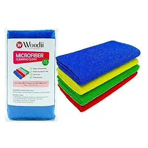 WOODII FINEST SHOPPING Microfiber Kitchen Towels 4pcs 40x40cm 250GSM, Cleaning Cloths, Multipurpose Reusable Kitchen Towel, Super Absorbent Table Laptop Cleaning Cloth Wipes, Multicolor