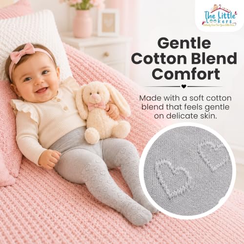 Image of THE LITTLE LOOKERS Baby Tights Thick Toddler Baby Girl Seamless Knit Leggings Thick Solid Cotton Stockings Footed Pants Pantyhose for Years Baby