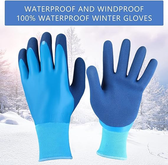 QTM Waterproof Work Cut Resistant Gloves with Insulated Double Latex Coated Multi Purpose Flexible Work Gloves for Gardening Agriculture Cleaning Gloves (Pack of 1 Pair) 1