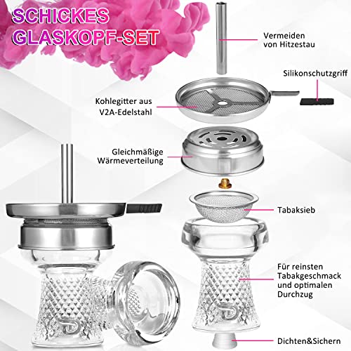 Mini Shisha Set, 42cm Hookah to go 2 Schläuche 2 Anschlüsse, Aluminium Wasserpfeife Set Klein, Reise Shisha Komplett mit… – Bild 5