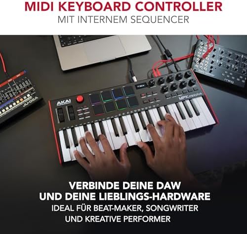 Bild 2 - Akai Professional MPK Mini Plus - 37-Tasten USB MIDI Keyboard Controller mit 8 MPC Pads, Sequencer, MIDI/CV/Gate I/O, Musikproduktionssoftware und Native Instruments Sound Package