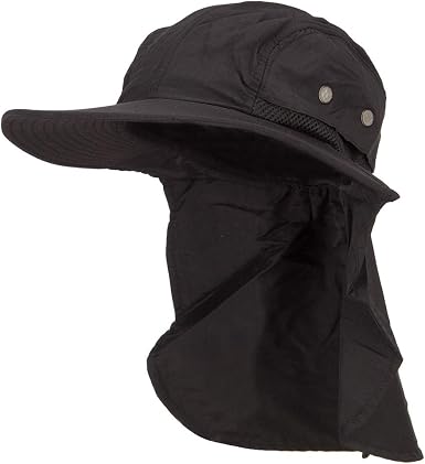 Mesh Sun Protection Flap Hat - Black 