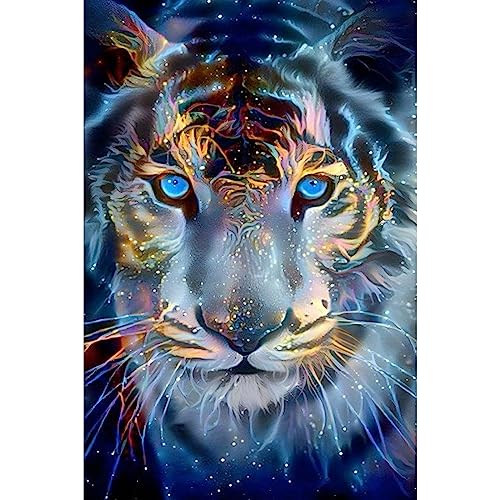 NAIMOER Tigre Peinture Diamant Adulte, Diamond Painting Tigre Complet, Diamant Painting Animaux Kit Enfants Diamant Strass Point de Croix Cristal Painting pour Murale Décor 30x40cm