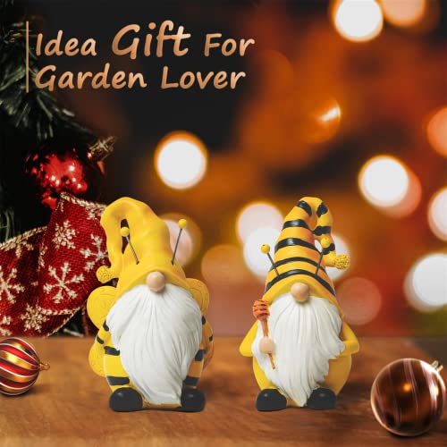 Vincent Malyn Outdoor Garden Gnome Statue - Yard Gnome Decor Figurine Set Of 2 Funny Bee Gnomes Decorations For Yard Patio Law Cute Resin Ornament #TOP6