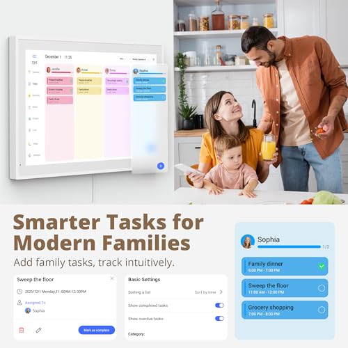Image of Dragon Touch Digital Calendar 21.5 Inch Touch Screen, Electronic Wall Calendar Chore Chart for Family Monthly /Weekly Planner, Interactive Display for Home Organization, Desk Mount Included - White