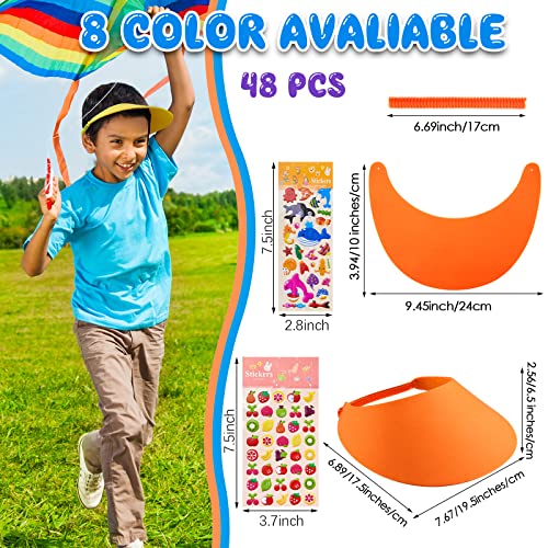 Liliful Foam Visors For Kids Set Include 48 Pcs Adjustable Sun Visor Foam Hats Foam Visor Sun Protection Hat Party Hats Diy Crafts Running Camping Golf Outdoor Sports Supplies 4 Sheets Stickers #TOP1