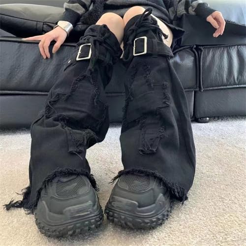 Image of HeiBai Xiong Punk Leg Warmers Women Hippie Gothic Y2k Harajuku Goth
