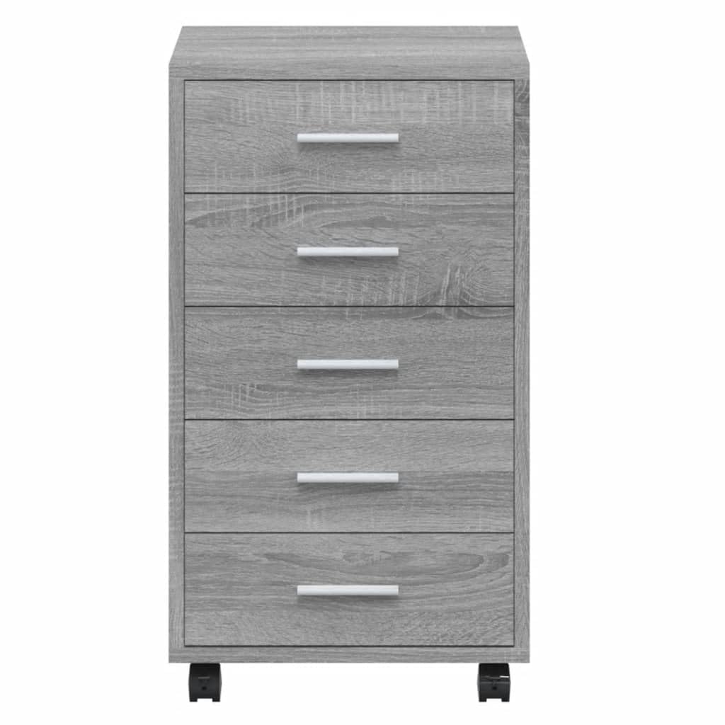 vidaXL Armoire à Tiroirs avec Roulettes Armoire de Rangement Organisateur Meuble de Bureau Chambre d'Enfant Intérieur Sonoma Gris Bois d'Ingénierie