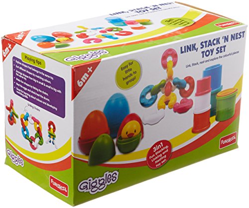 Image of Giggles - Nico The Giraffe & Giggles - Link Stack N Nest Toy Set, Multicolour 3 in 1