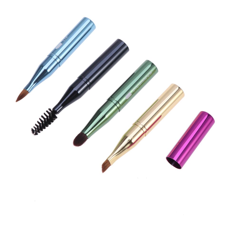 SHOWERORO Set de Maquillaje Portátil Pincel de Maquillaje Profesional de Mango Metálico, Fácil de Sostener, Adecuado para Uso Diario y Profesional