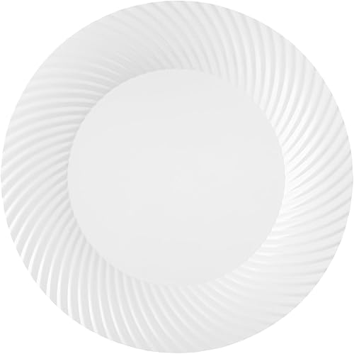 Miniatura 17 de Moderna - Platos desechables de alta calidad de 7 pulgadas, 200 platos redondos de plástico para fiestas, patrón de ondas, platos llanos de plástico
