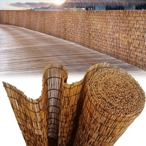 Valla natural de 1 m x 1,2 m x 5 m y 1,5 m x 10 m, cañas de bambú impermeables para balcón, terraza al aire libre, decoración de jardín