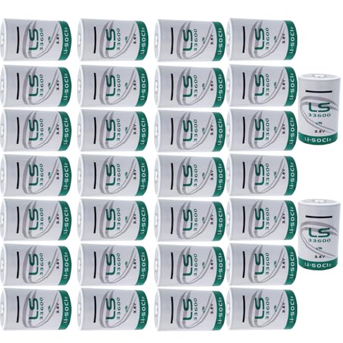 XCGonSa 30-Pack 3.6V 17000mAh LS33600 Battery for LS33600 D Size Lithium Thionyl Chloride Battery