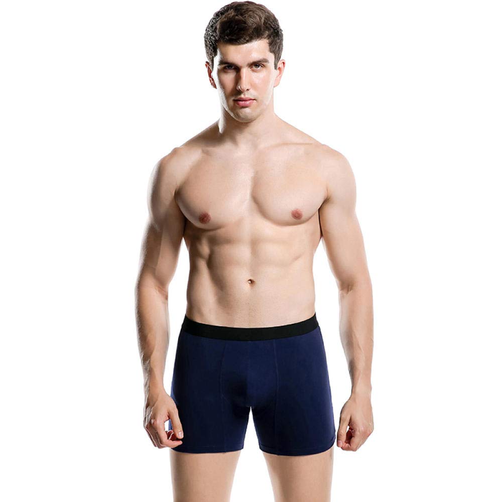Calzoncillos Hombre Boxer Algodón Piernas largas Hombres Boxers Ropa Interior Soft Boxer (Pack de 6)-Azul 5pcs_SG