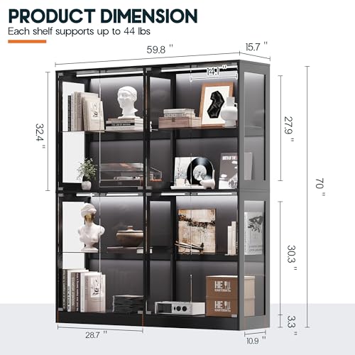 Image of AMERLIFE 60-Inch RGB Display Cabinet with Glass Shelves
