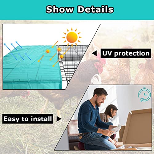 Bestpet Large Metal Chicken Coop, Chicken Run Outdoor Walk-In Poultry Cage Duck Coop Chicken Pen Pet Playpen W/Door & Cover Rabbit Enclosure For Backyard Farm (72" X 48" 4 Panel) #TOP4