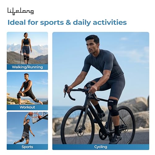 Image of Lifelong Knee Cap Open Patella for Pain Relief and Support, Arthritis & Sports | Anti-Slip Knee Brace Compression Sleeve with Adjustable Fit | Patella Cap with Joint Support for Men & Women (LLOKS60)