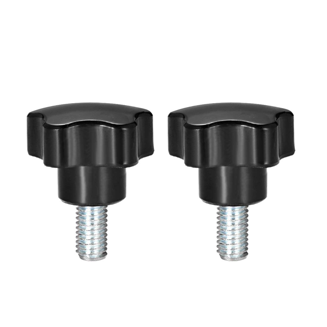 Poignée étoile M10 bouton de serrage moleté en plastique noir et acier zingué x2