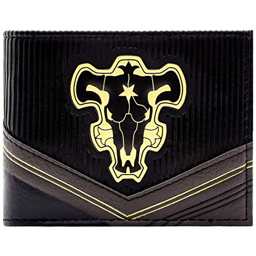 Black Clover Kingdom of Magic Knights Black Bull Cartera/Billetera con Espacio para identificación y Tarjetas, Negra