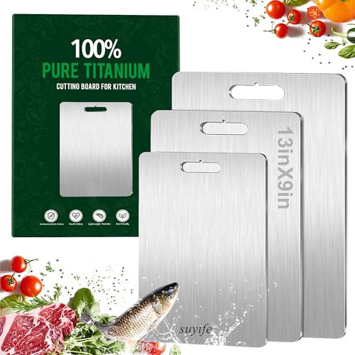 Tabla de Cortar de Titanio, 100 % Titanio Puro para Cocina, Tabla de Corte de Doble Cara para Cortar Carne, Verduras y Frutas, Apta para Lavavajillas (1 unidad, 33,02 cm x 22,86 cm) miniatura 1