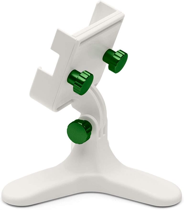 WeatherTech DeskFone Two View - Adjustable, Universal Cell Phone Holder Mount Stand for Desk, Counter, Table - Tripod Design for iPhone & Smartphone Charging - Red Metal Knobs