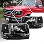[6Pcs] Headlights+Bumper Lamps Assembly Compatible with 92-96 Ford F150-F350/Bronco,Black Housing Clear Lens