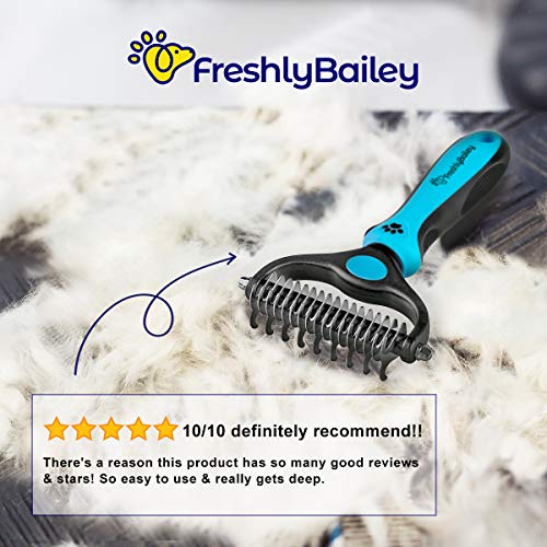 Freshly Bailey Dog and Cat Dematting and Deshedding Brush Tool - Double Sided Undercoat Rake - Shedding Comb - Mat… - Image 7