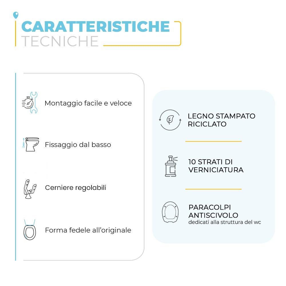 Inbagno Sedile WC copriwater Cesame Aretusa, Modello Compatibile Come Originale, Cerniere Regolabili in Acciaio Cromo Incluse