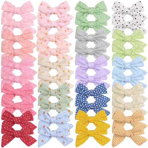 Image of CELLOT 40 Pieces Girls Hair Bows 3 inches Linen Fabric Bows Alligator Clips Hair Accessories for Baby Girls Toddlers Kids and Teens
