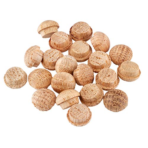 Image of Oak Screw Hole Plugs | 3 /8 inch Diameter | Pack of 50 Approx. | Turned End Grain Round Mushroom Head with Shoulders, Screw Hole Buttons, Furniture Grade | UA-105-OW