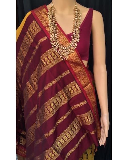 Image of South Cotton Gadwal Saree for Women | Celebrity Inspired Traditional Ethnic Wear | Chettinad & Kalyani Cotton Sarees | Soft Cotton Saree with Blouse Piece