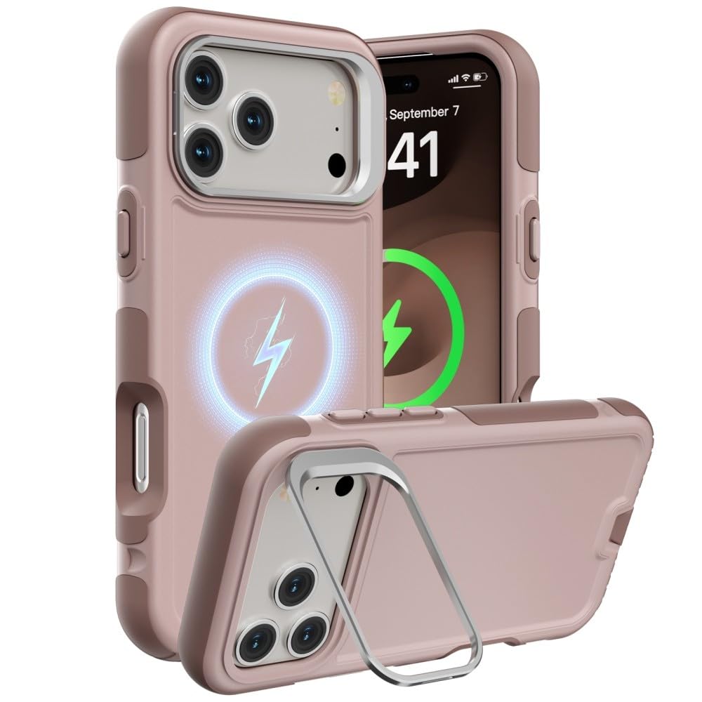 Generic Funda compatible con iPhone 15 (Couleur: oro rosa), a prueba de golpes, carcasa trasera rígida de silicona multicapa