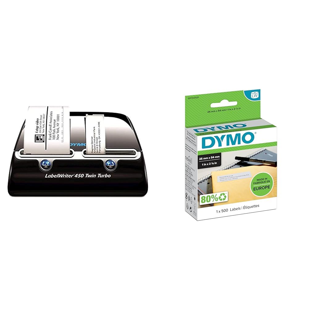 DYMO LabelWriter 450 Twin Turbo Etikettendrucker & Original LabelWriter Rücksendeadressetiketten