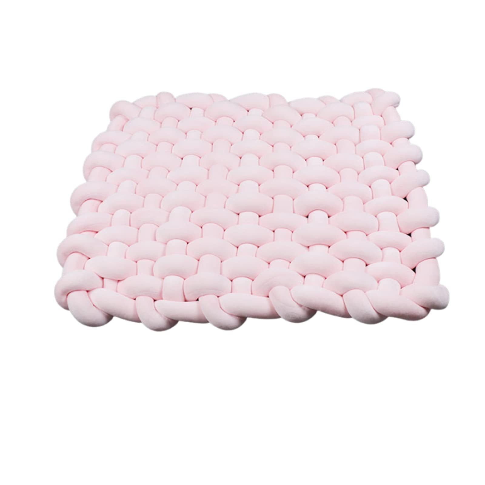 Tapis en Peluche Tressé Noué Tapis De Sol pour Tout-Petits Tapis De Jeu Tapis Rampant Épais pour Les Enfants Jouer Et Dormir Fait À La Main Plancher De Nœuds Mode Mignon,Light Pink